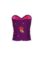 Load image into Gallery viewer, Purple Straight Corset large flower print