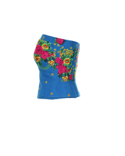 Load image into Gallery viewer, Blue Straight Corset large flower print