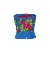 Load image into Gallery viewer, Blue Straight Corset large flower print