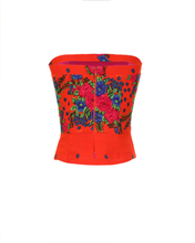 Load image into Gallery viewer, Orange Straight Corset large flower print
