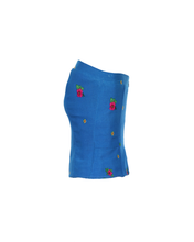 Load image into Gallery viewer, Blue Straight Corset small flower print