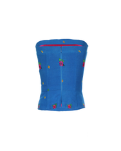 Load image into Gallery viewer, Blue Straight Corset small flower print