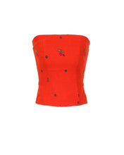 Load image into Gallery viewer, Orange Straight Corset small flower print