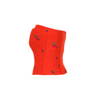 Load image into Gallery viewer, Orange Straight Corset small flower print