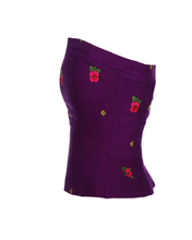 Load image into Gallery viewer, Purple Straight Corset small flower print