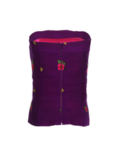 Load image into Gallery viewer, Purple Straight Corset small flower print