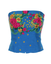 Load image into Gallery viewer, Blue Straight Corset large flower print