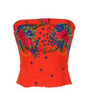 Load image into Gallery viewer, Orange Straight Corset large flower print
