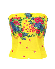 Load image into Gallery viewer, Yellow Straight Corset large flower print