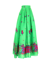 Load image into Gallery viewer, Green Long pleated Skirt