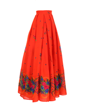 Load image into Gallery viewer, Orange Long pleated Skirt