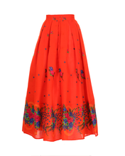 Load image into Gallery viewer, Orange Long pleated Skirt