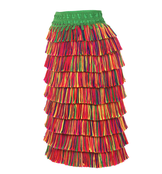 Fringe wool skirt Multicolour